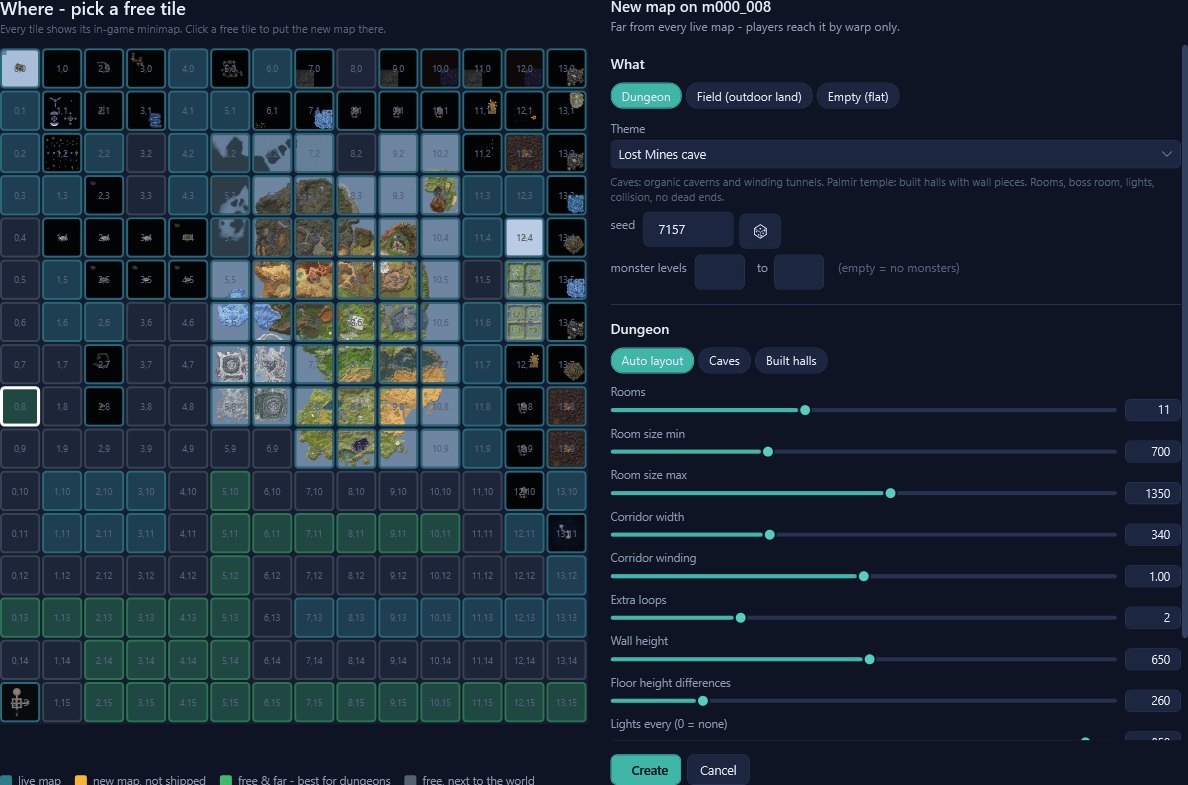 Pick where the new map goes and how it is generated